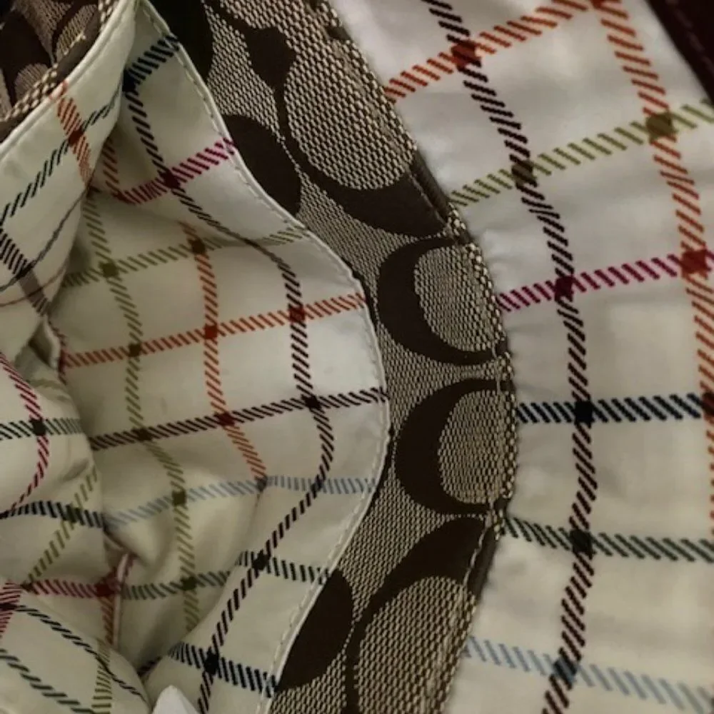 Coach Vintage Khaki/Burgundy Clutch